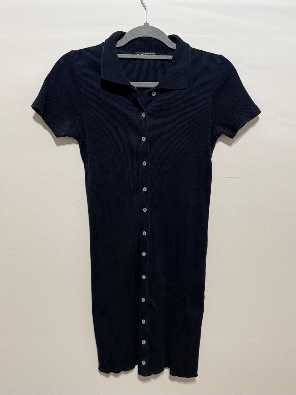 Brandy Melville Ribbed Polo Button-Front Mini Dress